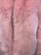 GOLDxTEAL gorgeous two toned pink and red faux fur jacket.