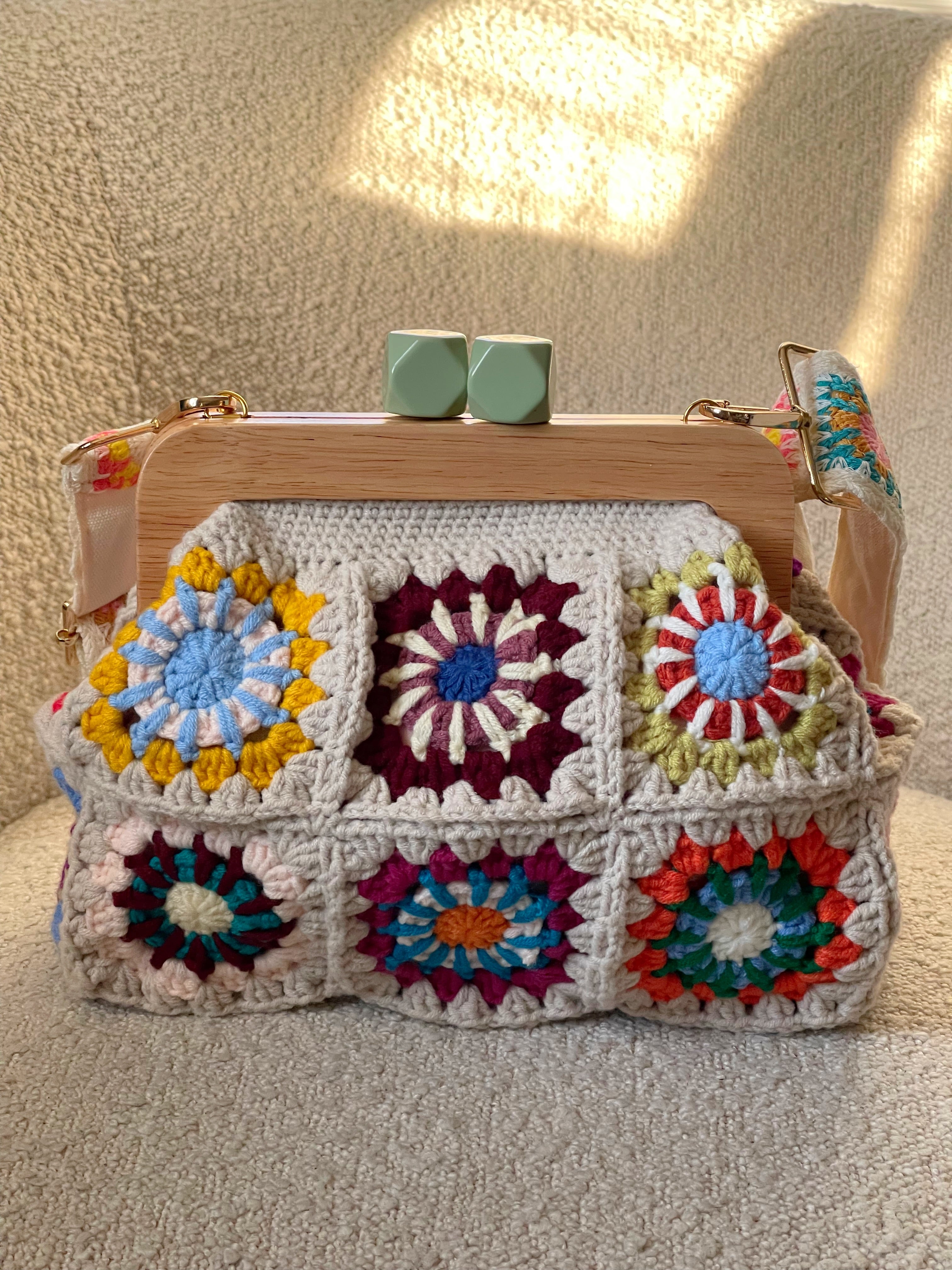 GOLDxTEAL stunning crochet knitted clutch with adjustable shoulder strap.