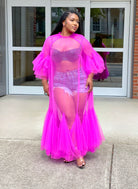 GOLDxTEAL gorgeous pink ruffle tulle dress.