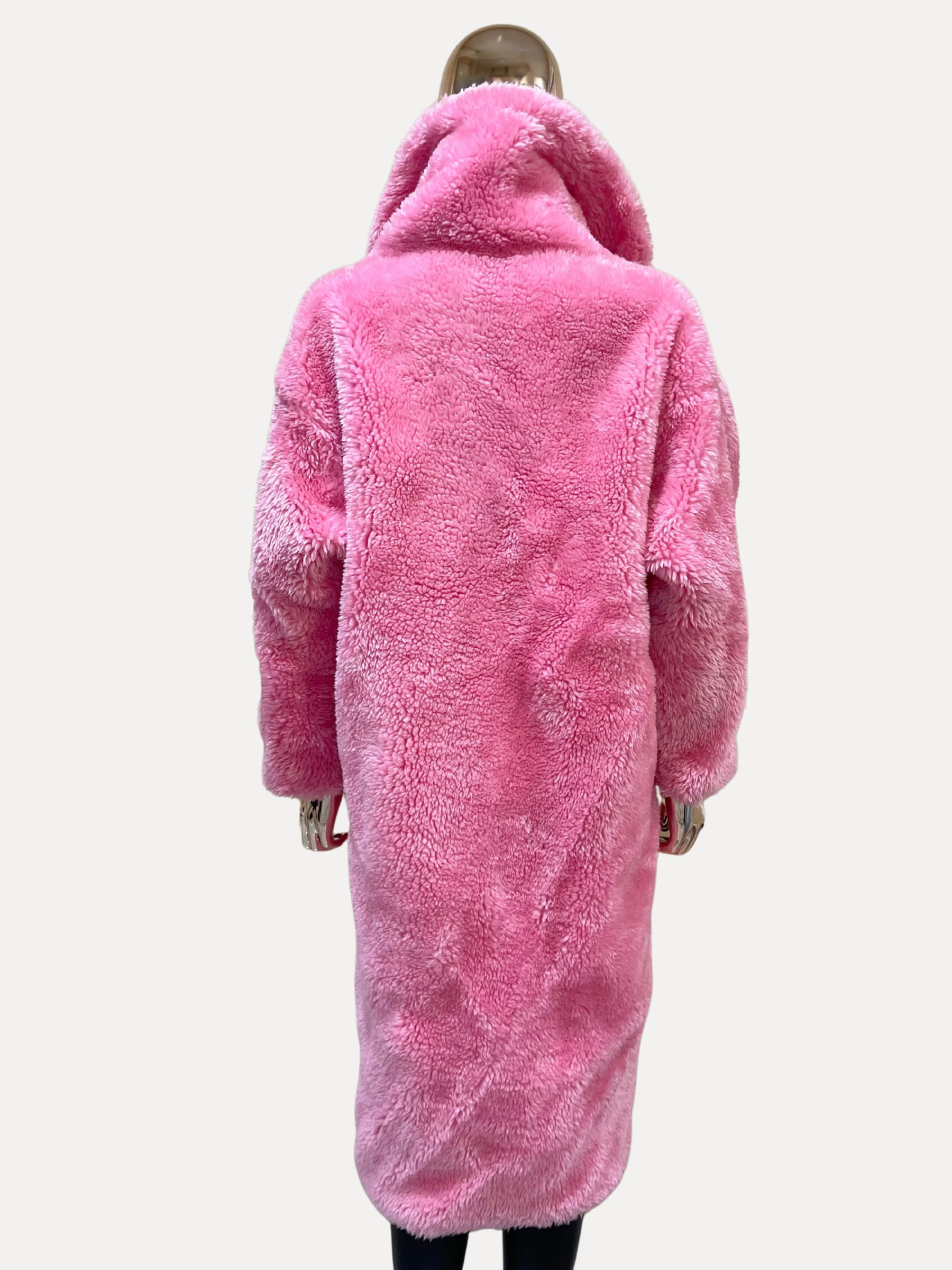 GOLDxTEAL stylish pink teddy coat.