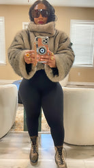 GOLDxTEAL stylish and comfy faux fur sweatshirt.