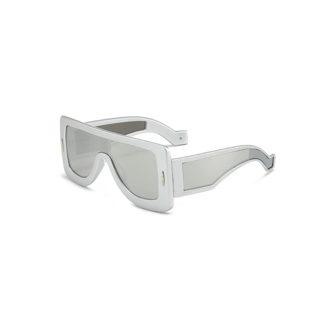 GOLDxTEAL modern silver oversized square frame sunglasses.