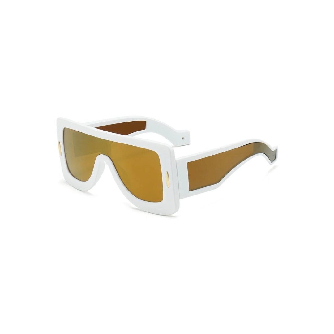 GOLDxTEAL modern white oversized square frame sunglasses.