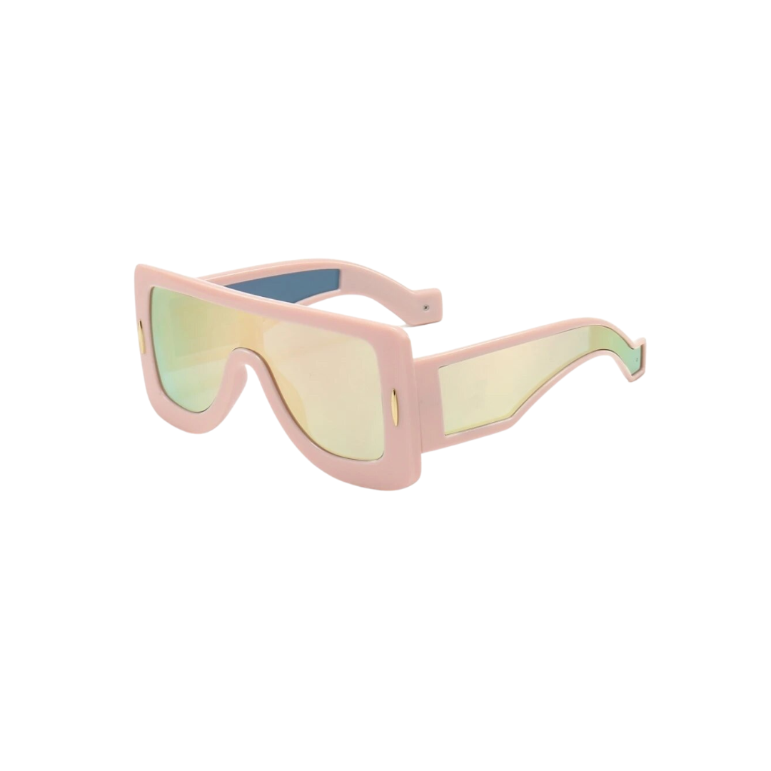 GOLDxTEAL modern pink oversized square frame sunglasses.