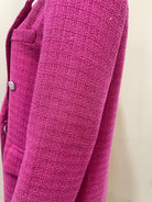 GOLDxTEAL chic 2pc pink long overcoat set with matching vest.