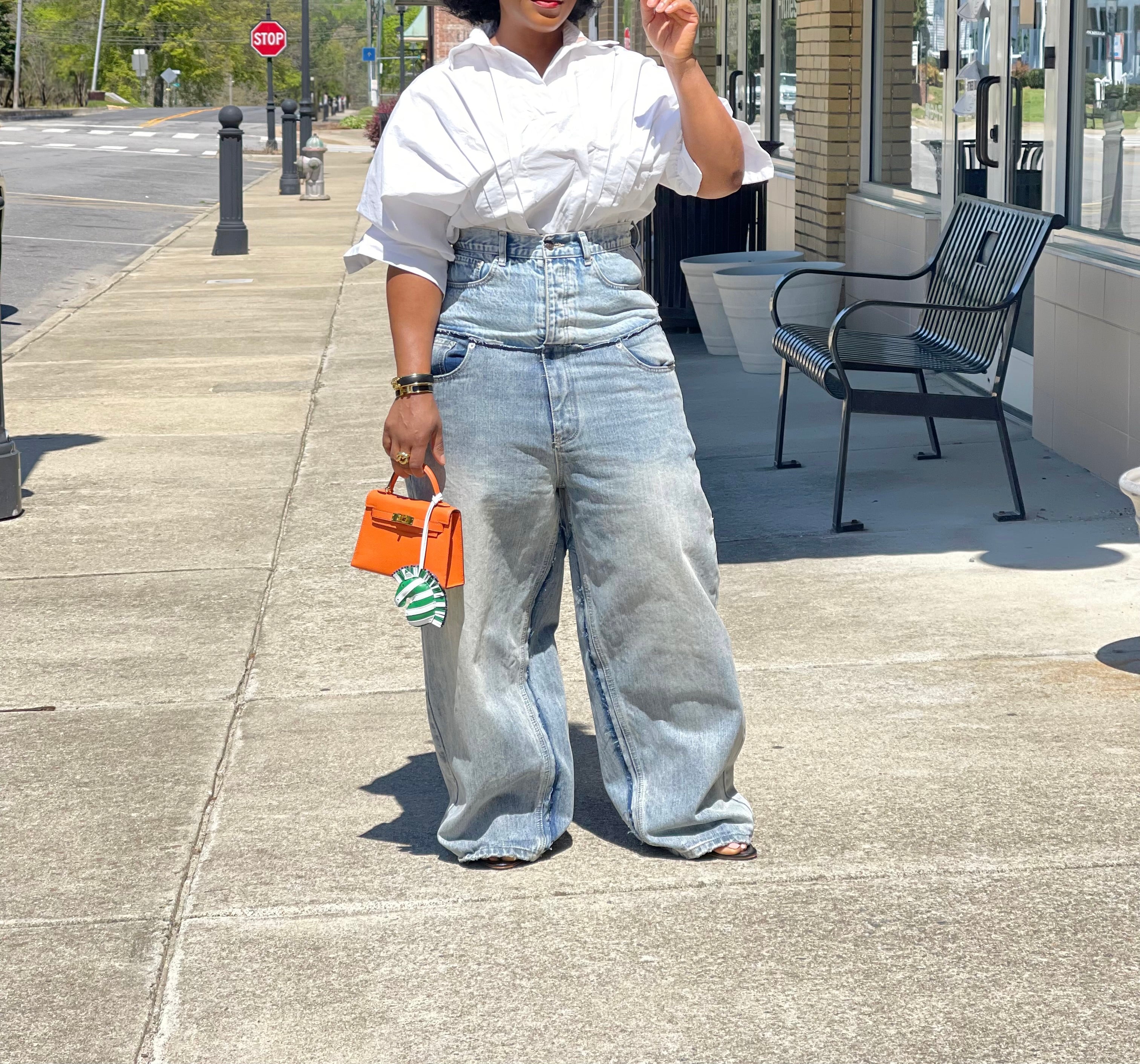 GOLDxTEAL REVAMPLED JEANS.