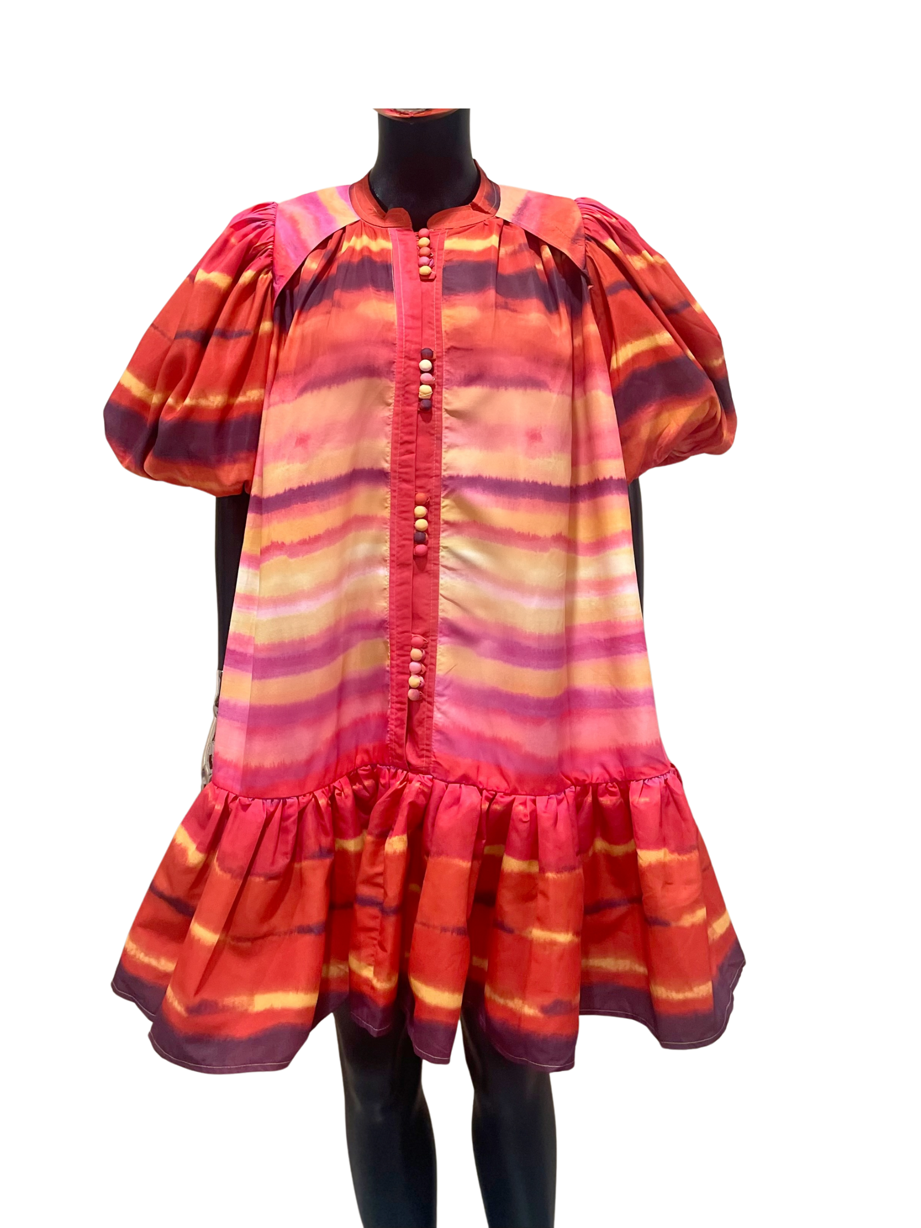 GOLDxTEAL gorgeous colorful ruffle mini dress.