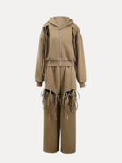 GOLDxTEAL stylish brown wide leg sweatsuit set.