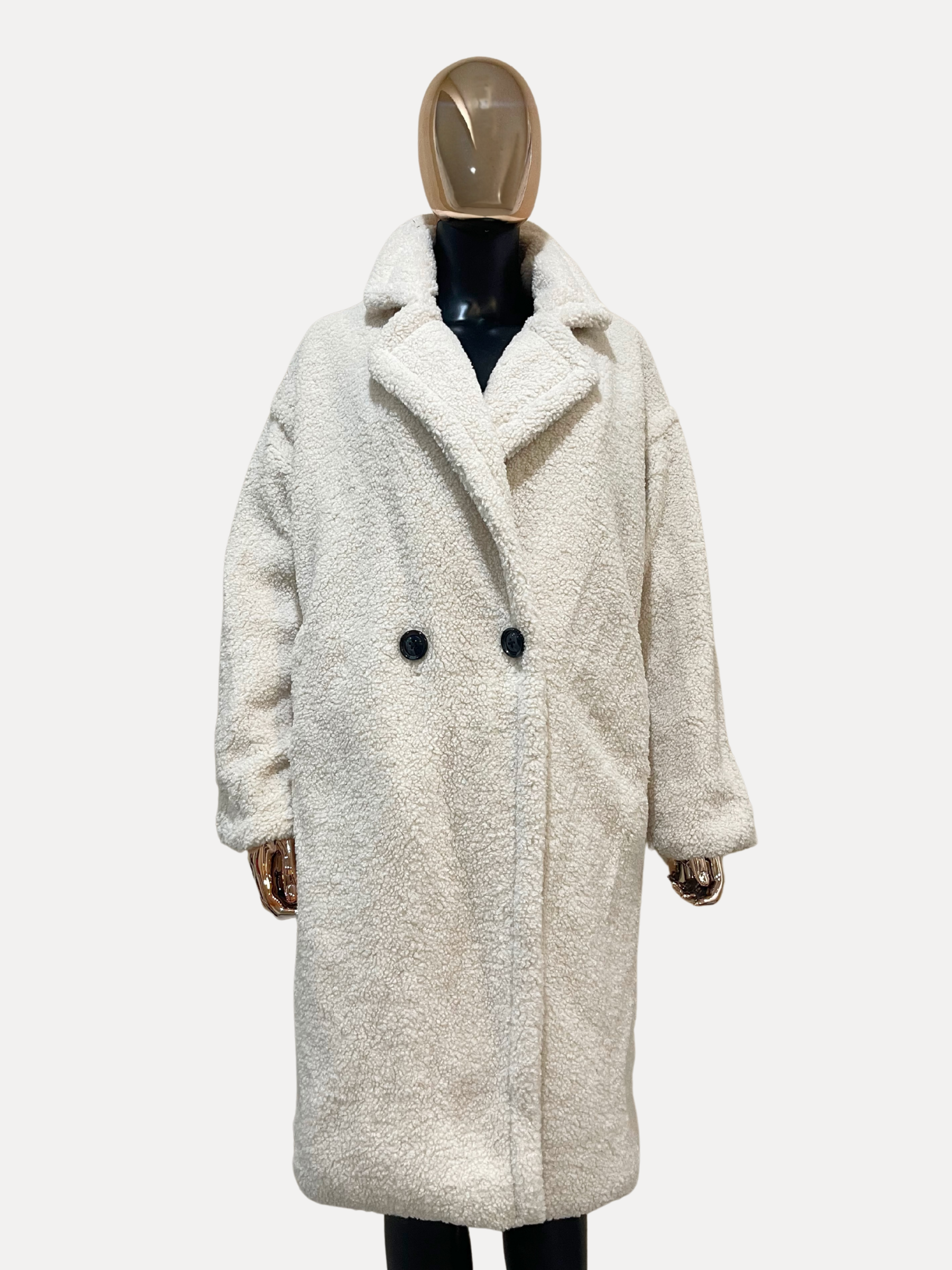 GOLDxTEAL stylish mid length teddy coat.