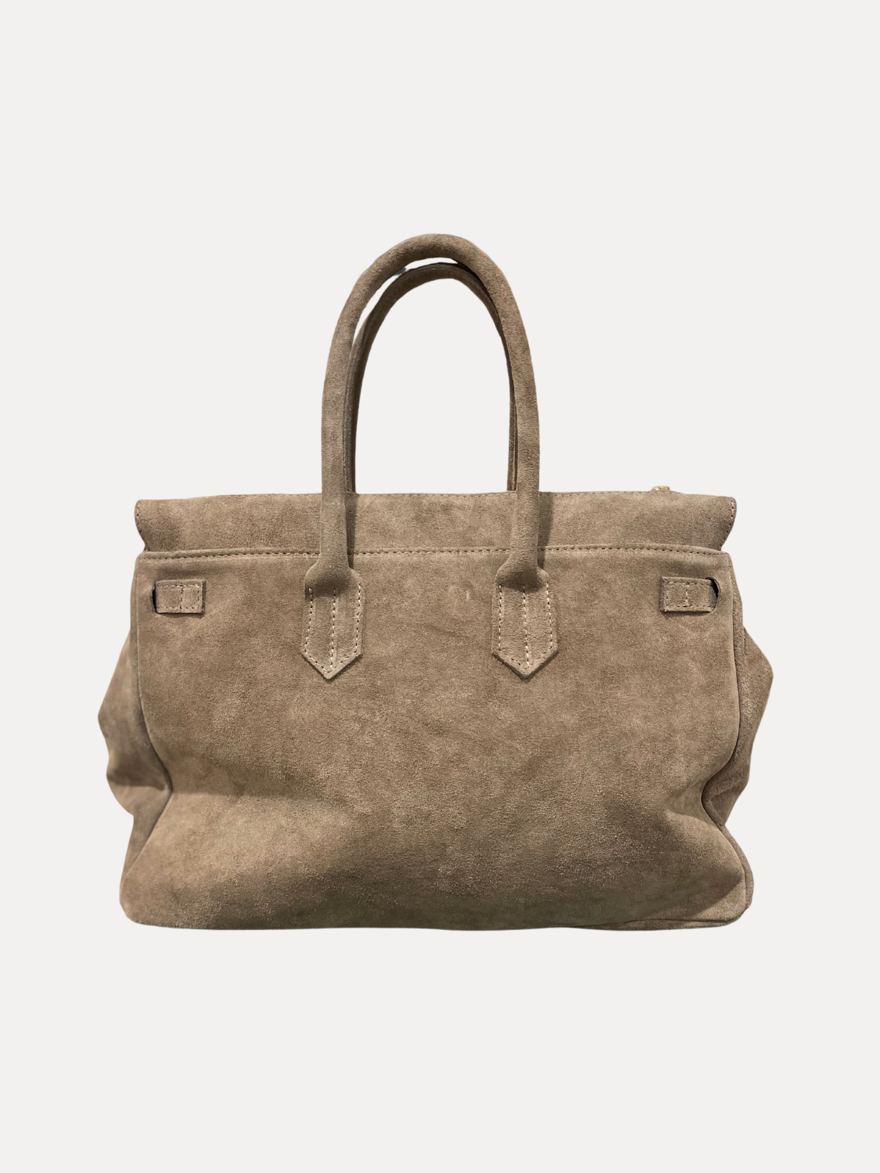 GOLDxTEAL timeless suede leather handbag.