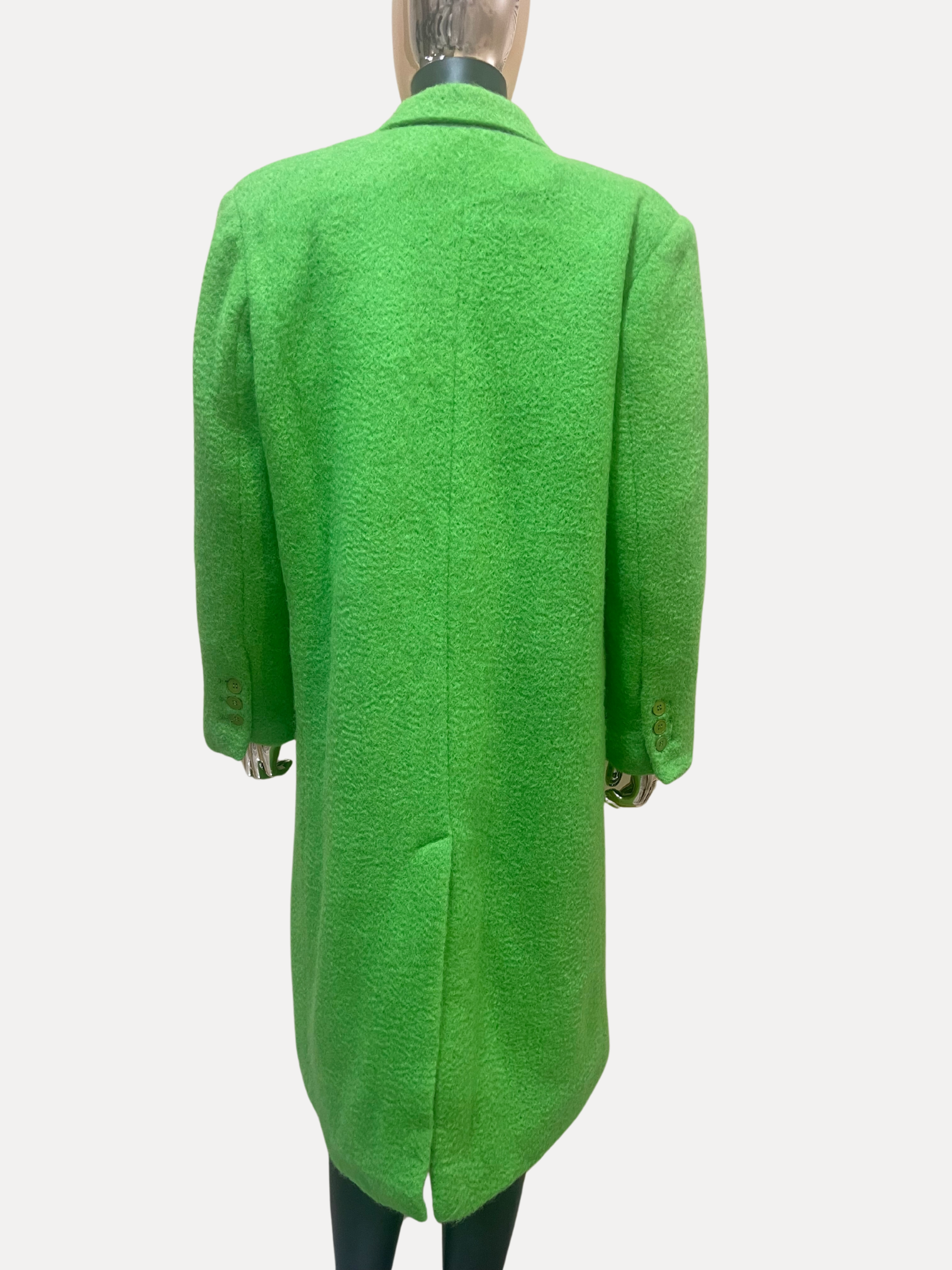 GOLDxTEAL stylish lime colored double breasted coat.