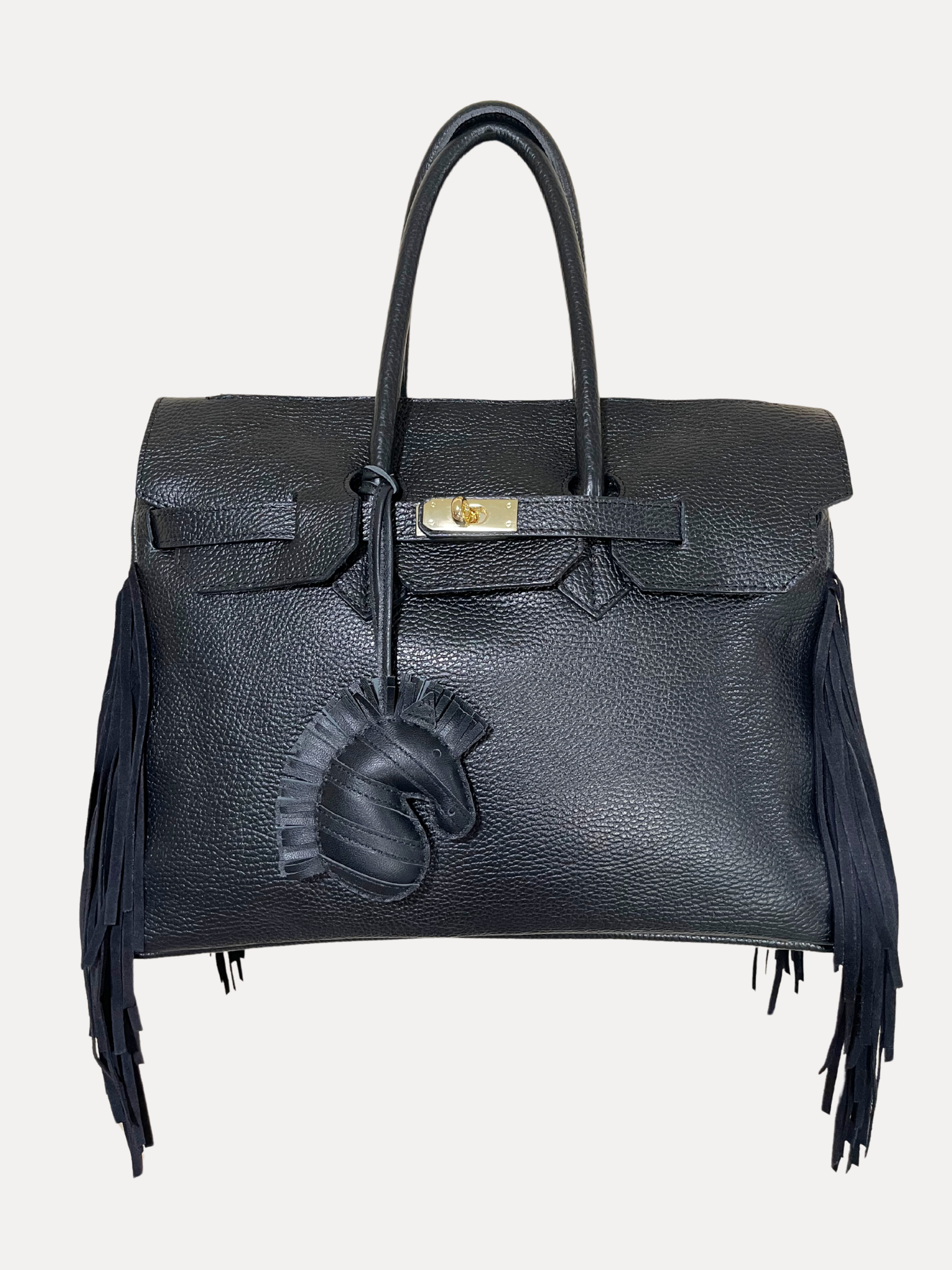 GOLDxTEAL Gorgeous pebbled leather fringe handbag.