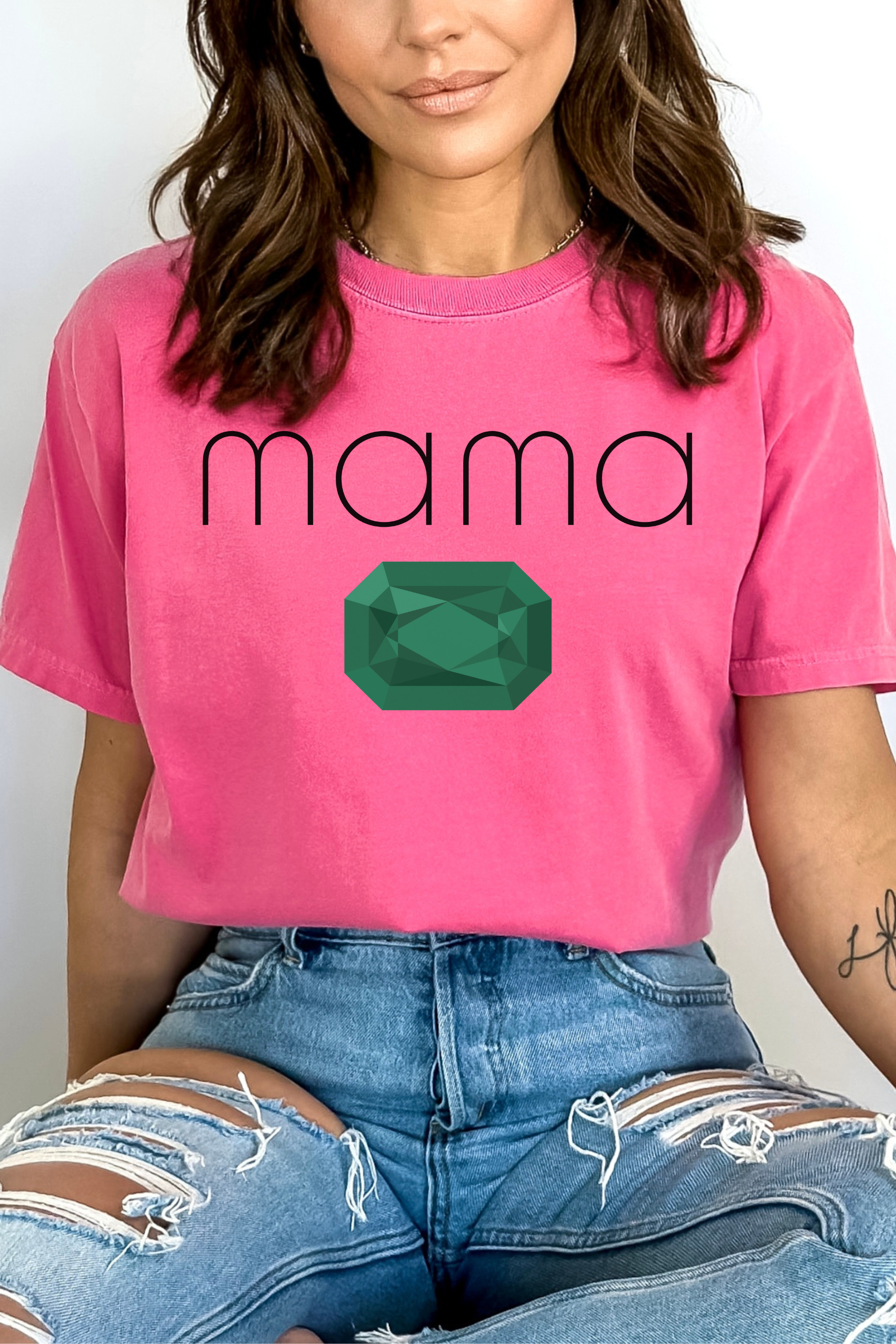 GOLDxTEAL custom mama t-shirt emerald birthstone tee.