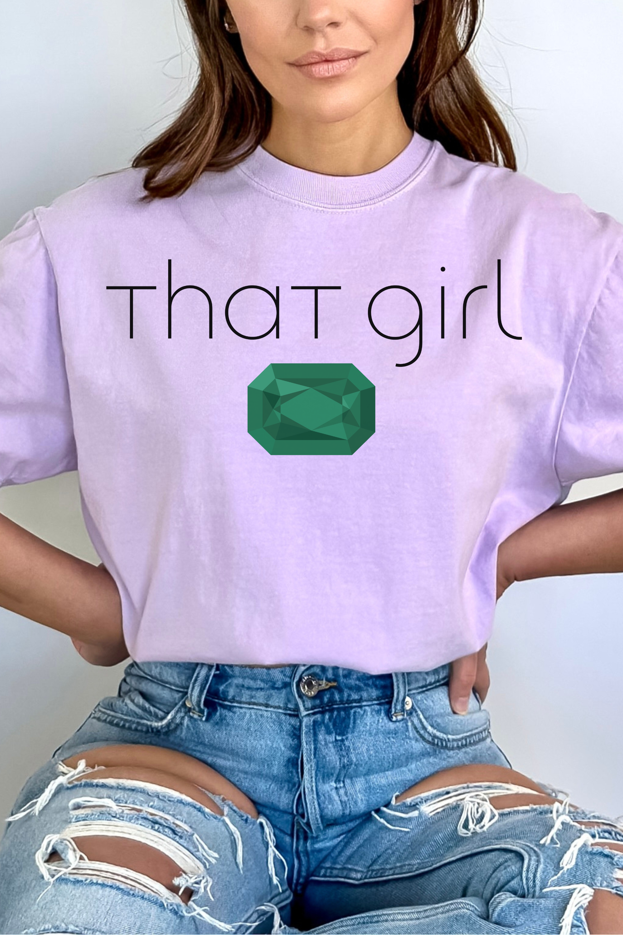 GOLDxTEAL That Girl T-shirt Emerald birthstone.