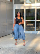 GOLDxTEAL stylish wide leg denim culottes. Crop pleated wide leg jeans.