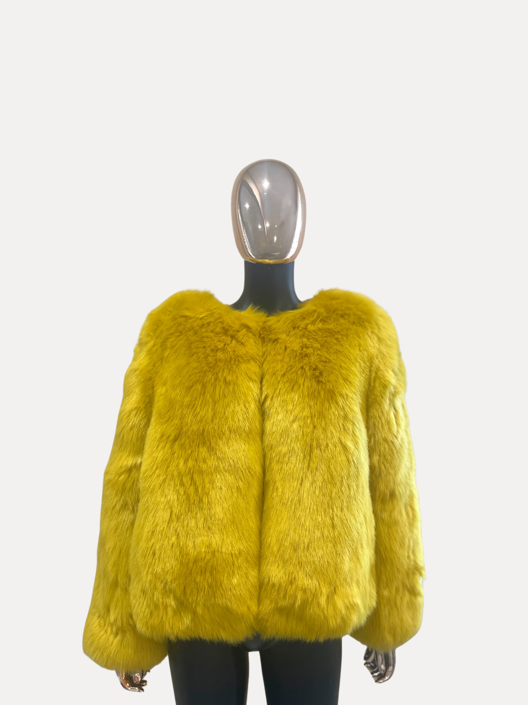 GOLDxTEAL gorgeous two toned fluffy faux fur jacket.