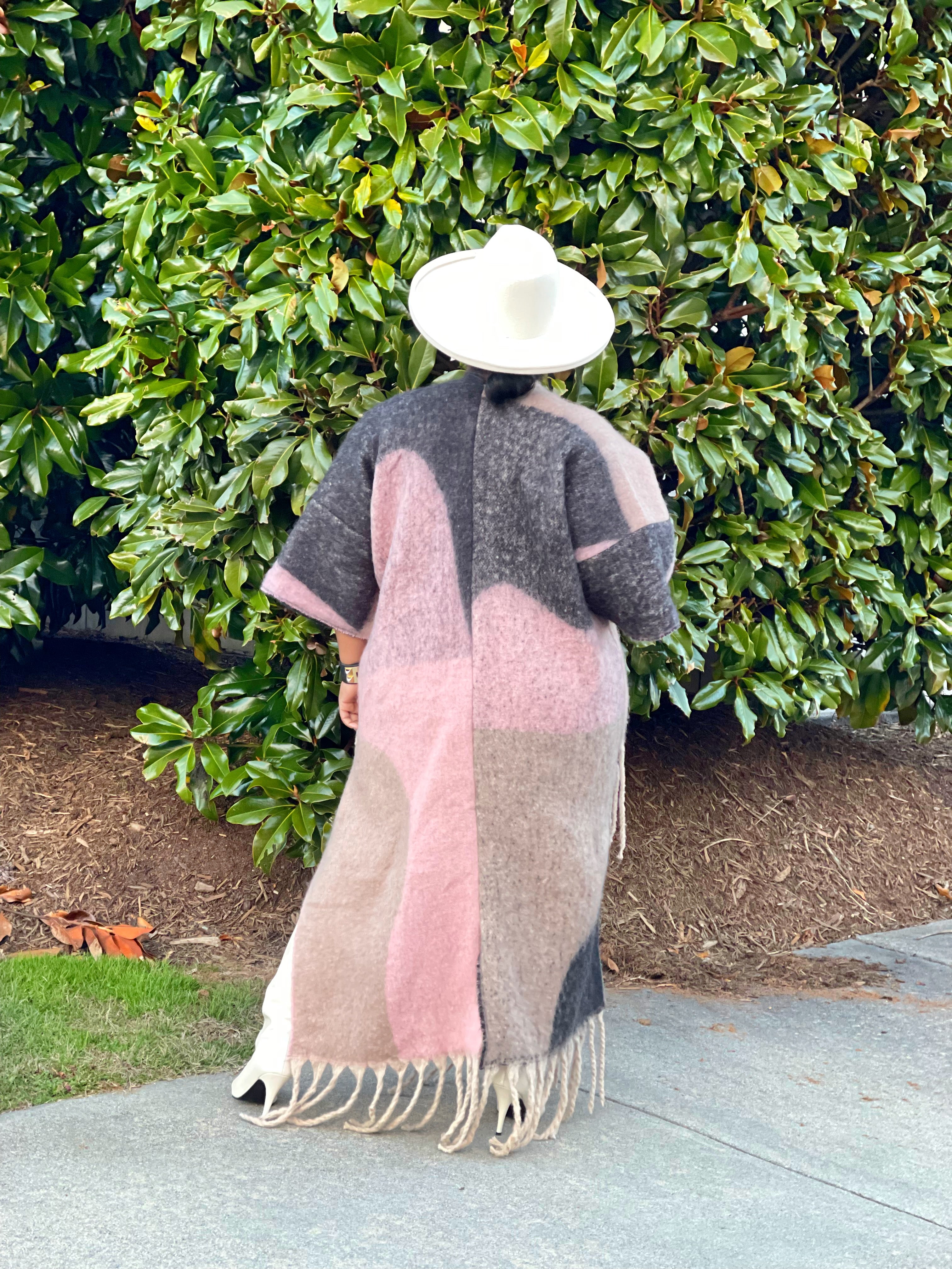 GOLDxTEAL pink and black poncho.