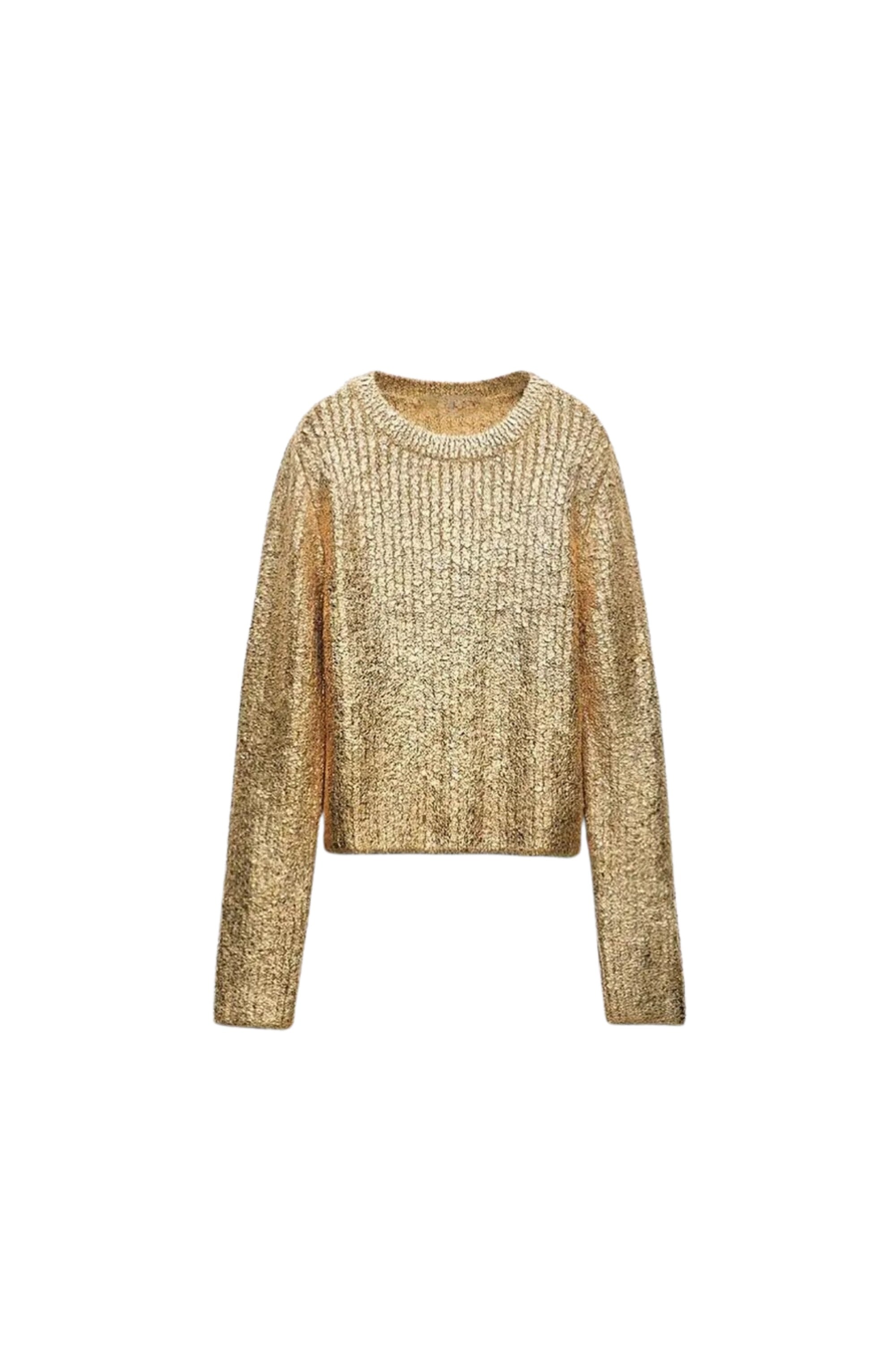 GOLDxTEAL painted metallic gold sweater.