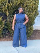 GOLDxTEAL denim pant set. stylish wide leg denim pant set.