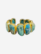 Raw-cut Amazonite stone bracelet with gold-plated brass trim by GOLD x TEAL.