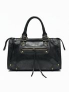 Verona Heritage Satchel in black vintage brushed Italian leather by GOLD x TEAL.