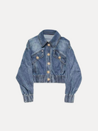 GOLDxTEAL Stylish cropped denim jacket. 