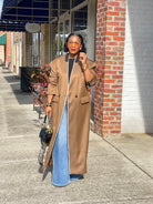 GOLDxTEAL khaki elated fit overcoat.