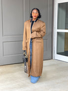 GOLDxTEAL khaki oversized overcoat suit jacket.