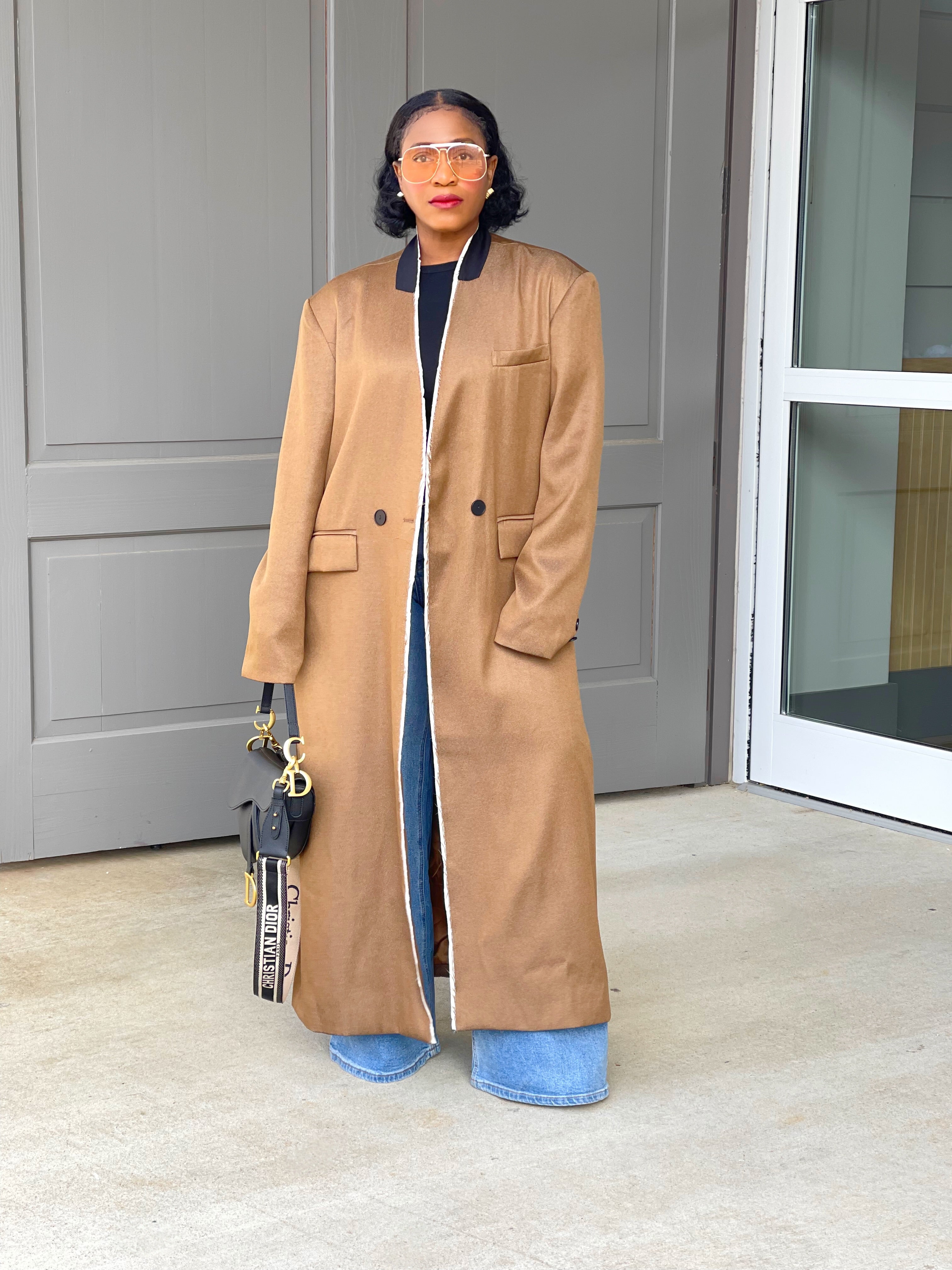 GOLDxTEAL khaki oversized overcoat.