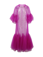 GOLDxTEAL gorgeous smoked purple sheer ruffle dress.