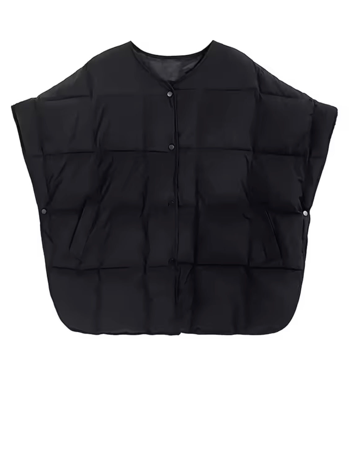 GOLDxTEAL chic and stylish black oversized puffer jacket vest.