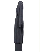 GOLDxTEAL chic gray pleated pant set for women.