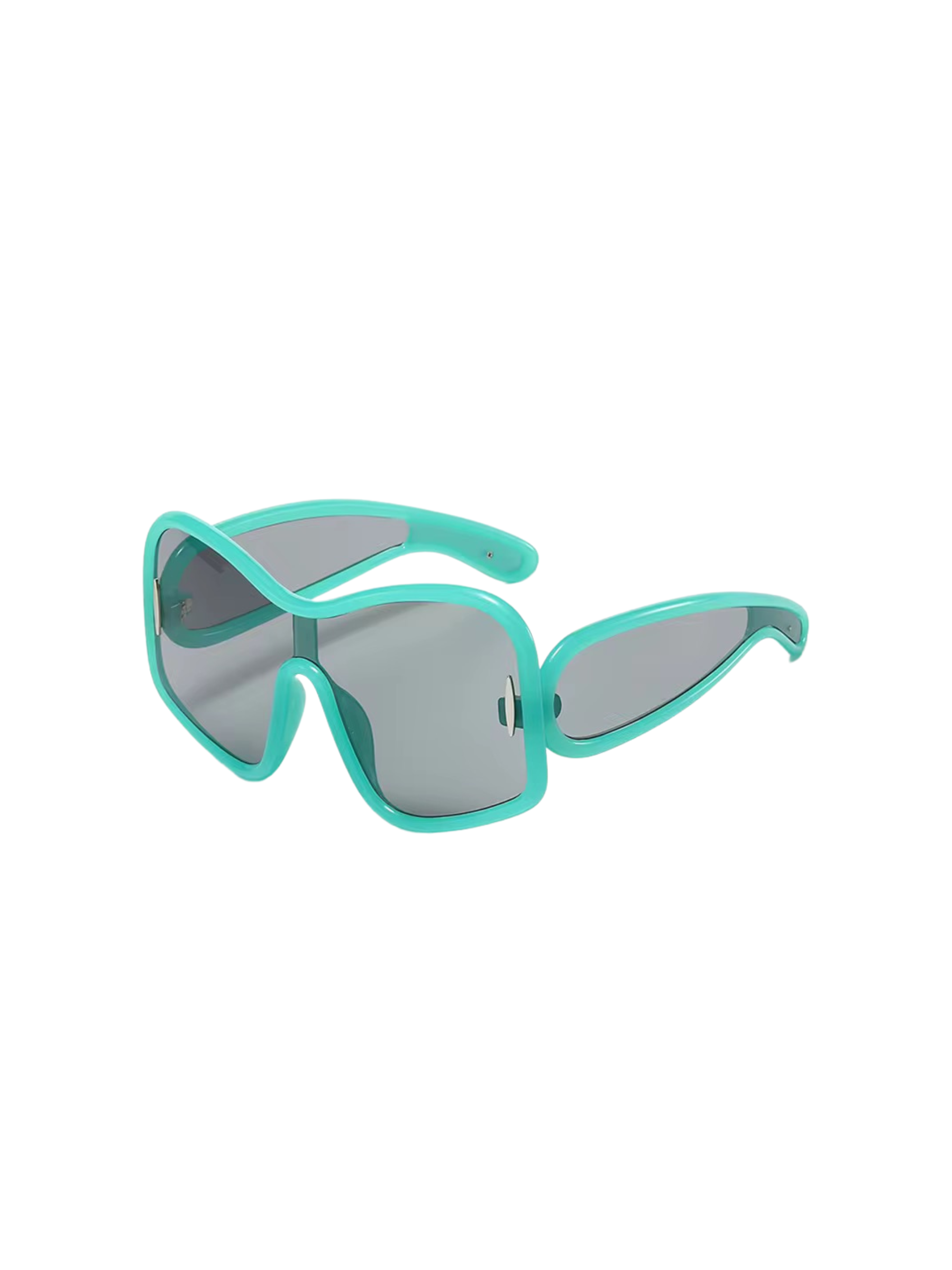 GOLDxTEAL oversized aqua blue sunglasses.