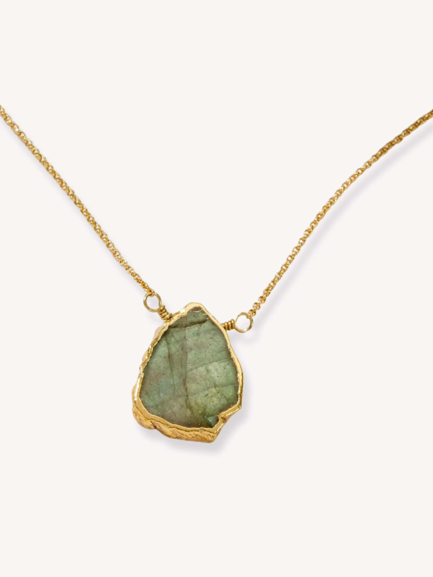GOLDxTEAL Labradorite gold plated necklace.