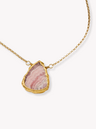 GOLDxTEAL Rhodochrosite gold plated necklace.