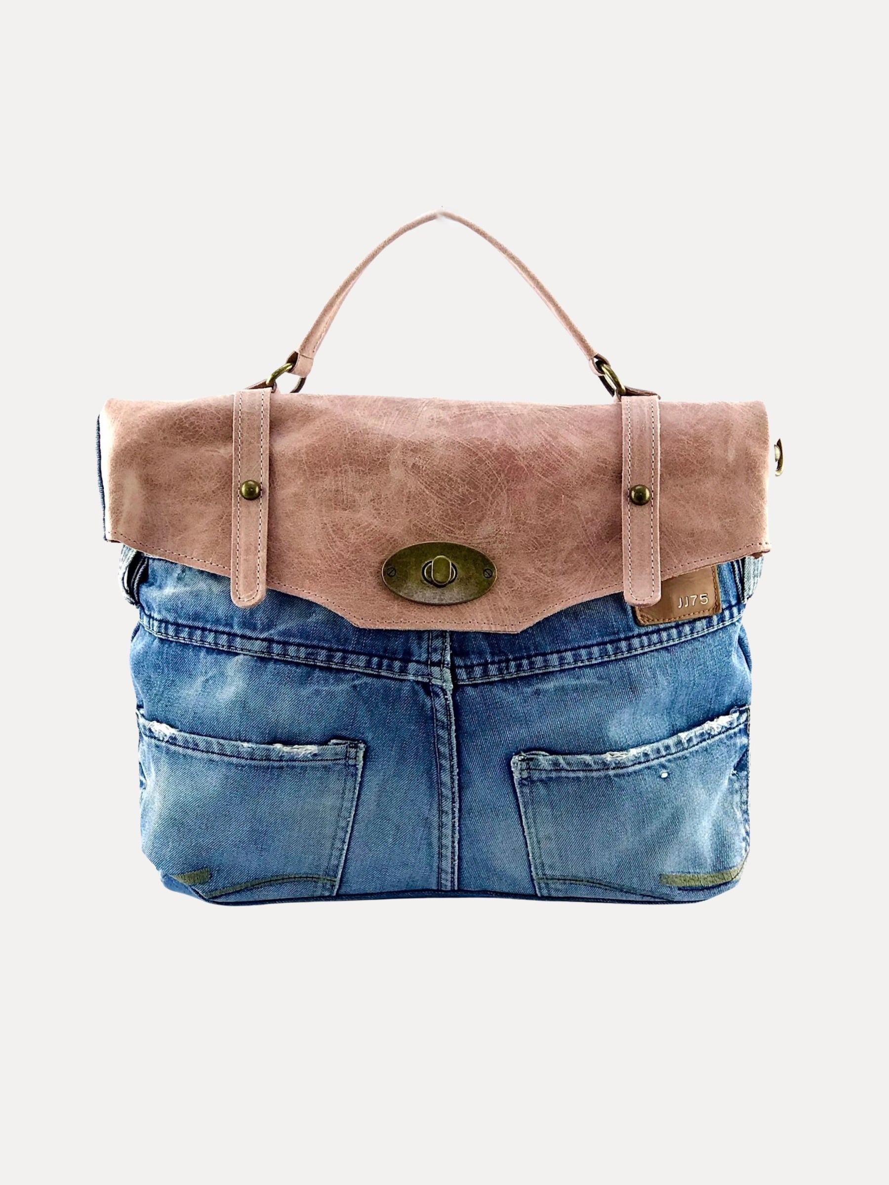 GOLDxTEAL gorgeous handbag denim and leather handbag satchel.