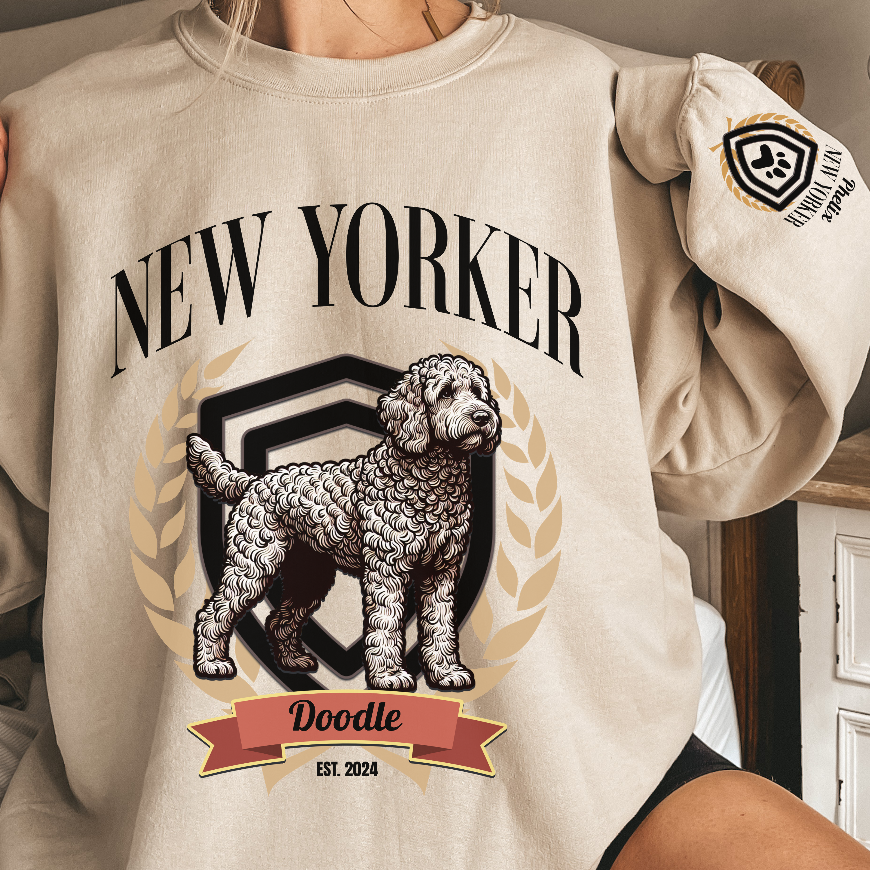 GOLDxTEAL custom New Yorker Doodle Sweatshirt.