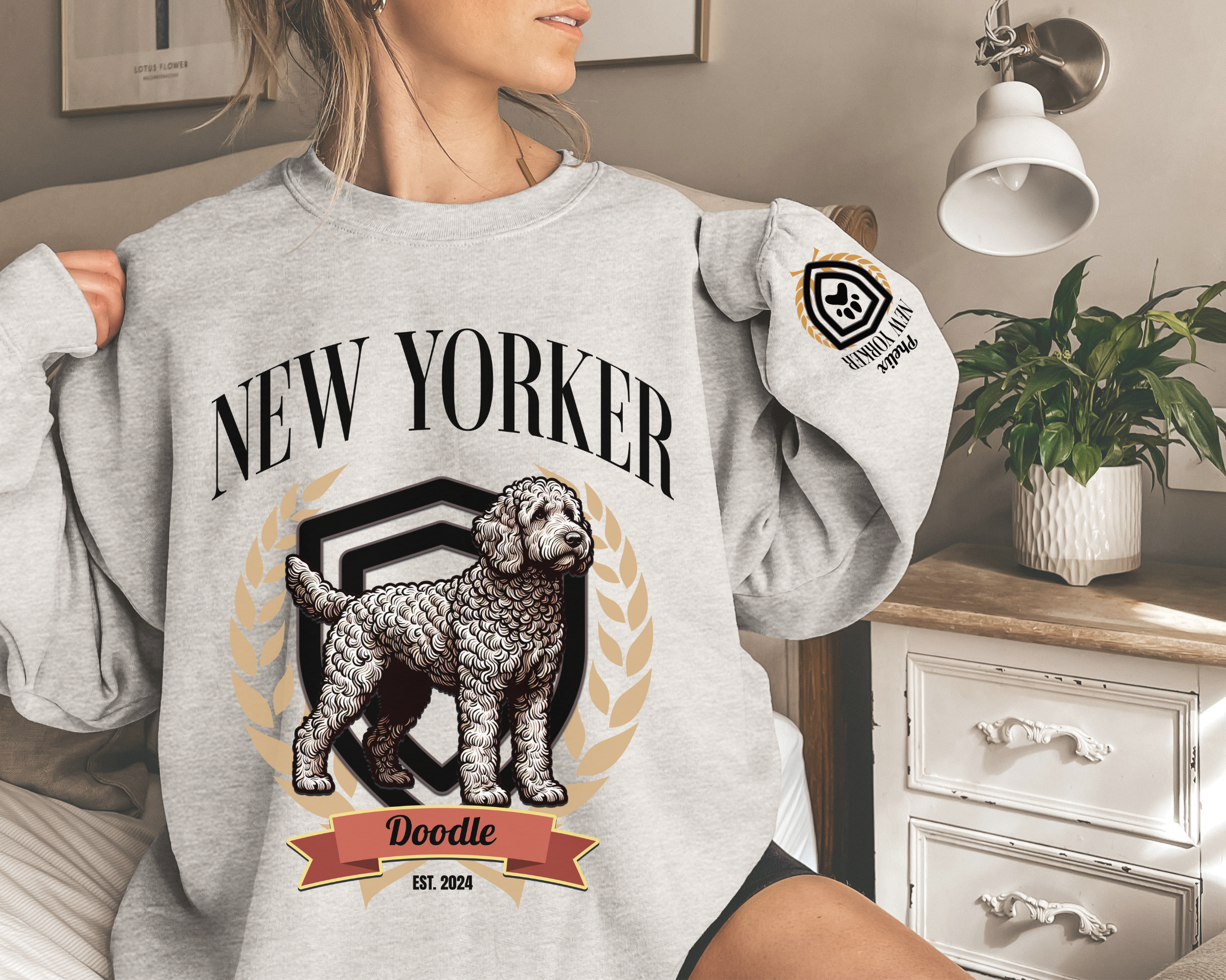 GOLDxTEAL custom New Yorker Doodle Sweatshirt.