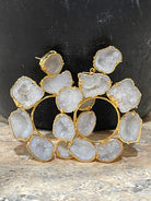 GOLDxTEAL gorgeous natural 24K gold plated geode stone hoops.