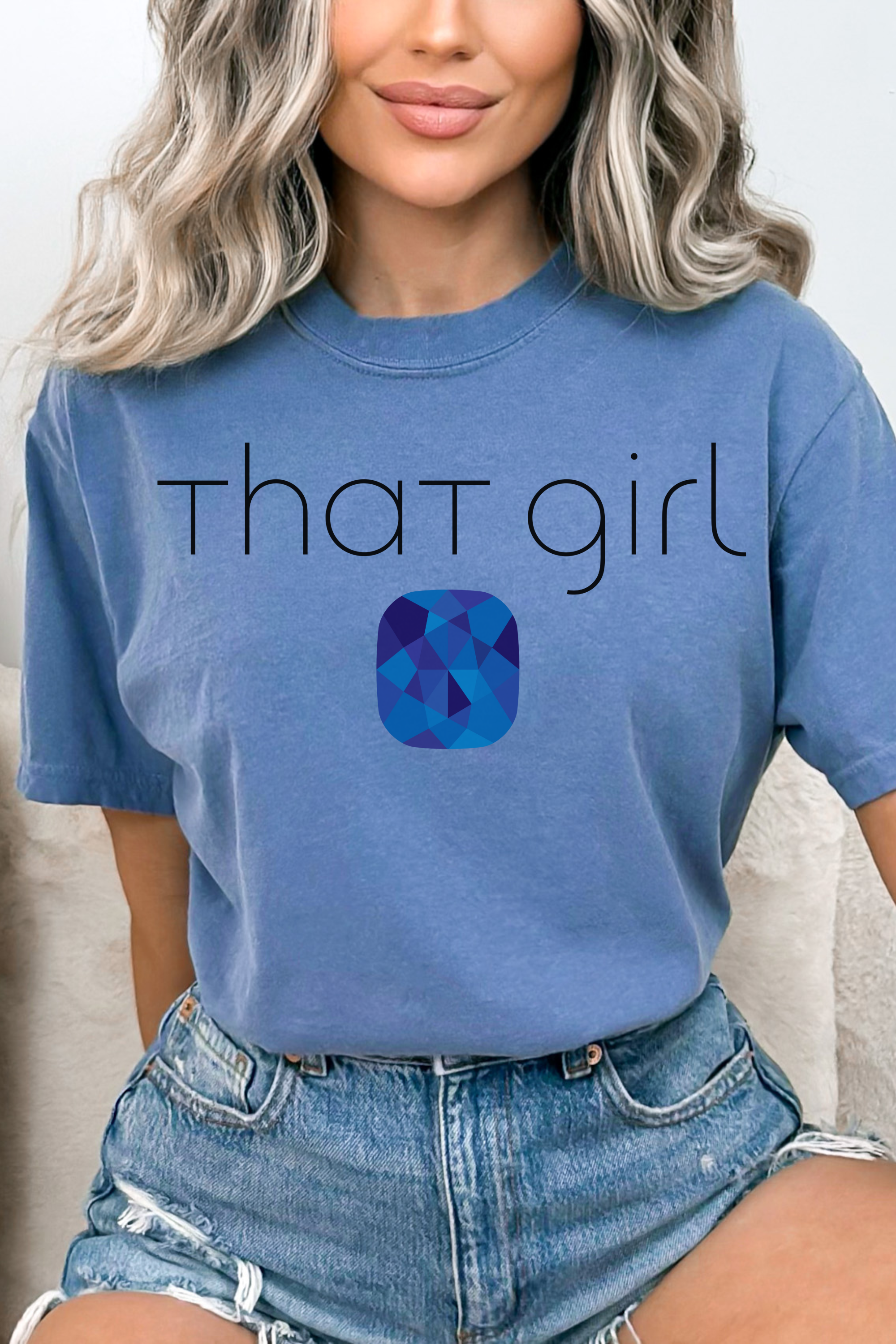GOLDxTEAL That Girl T-shirt Sapphire birthstone.