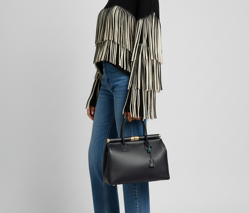 GOLDxTEAL gorgeous premium leather lock handbag.