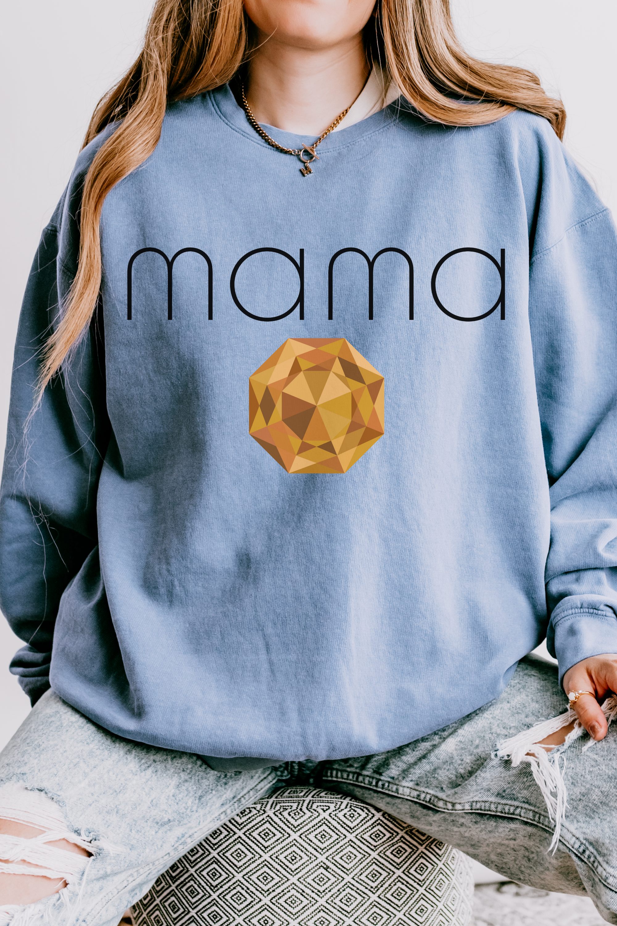 GOLDxTEAL custom mama sweatshirt birthstone topaz.