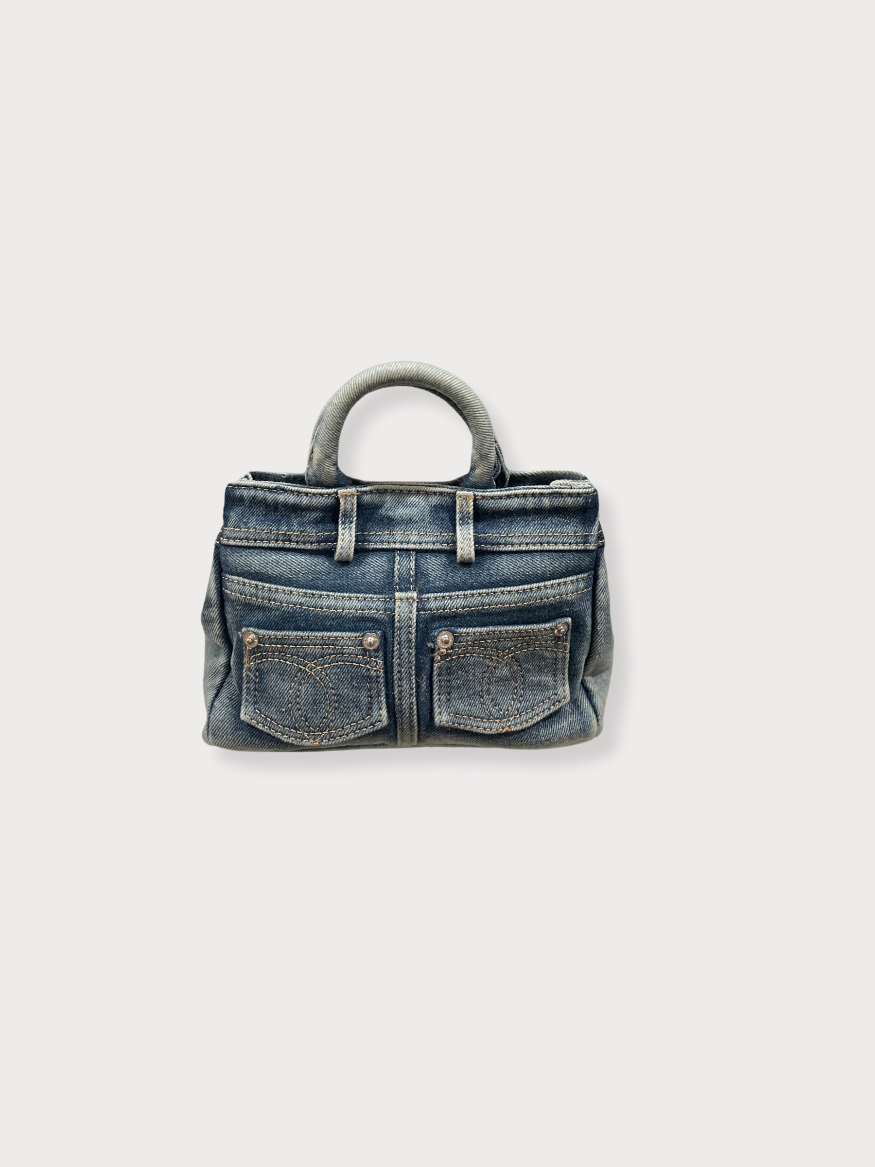 GOLDxTEAL mini denim tote.