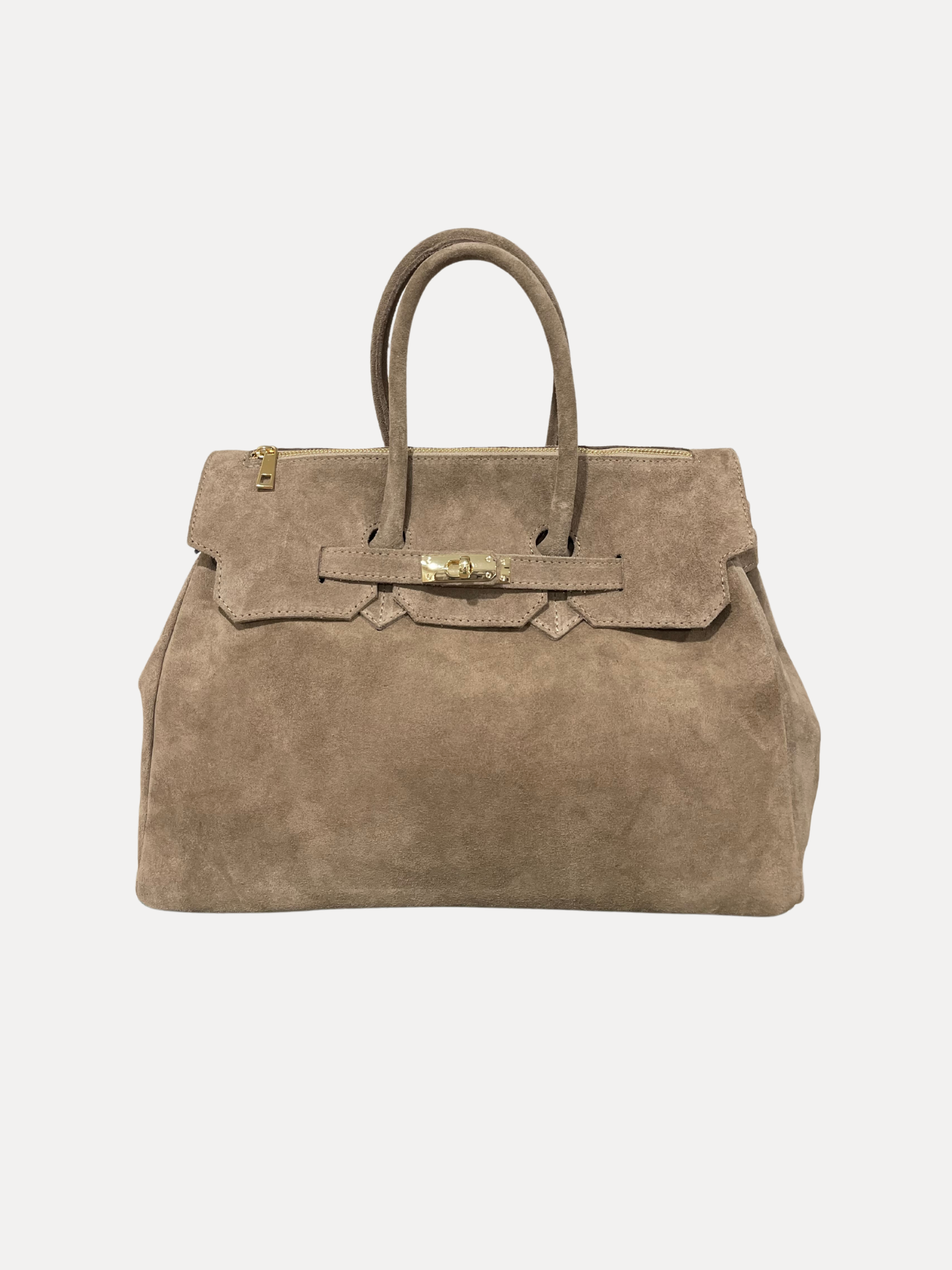 GOLDxTEAL timeless suede leather handbag.