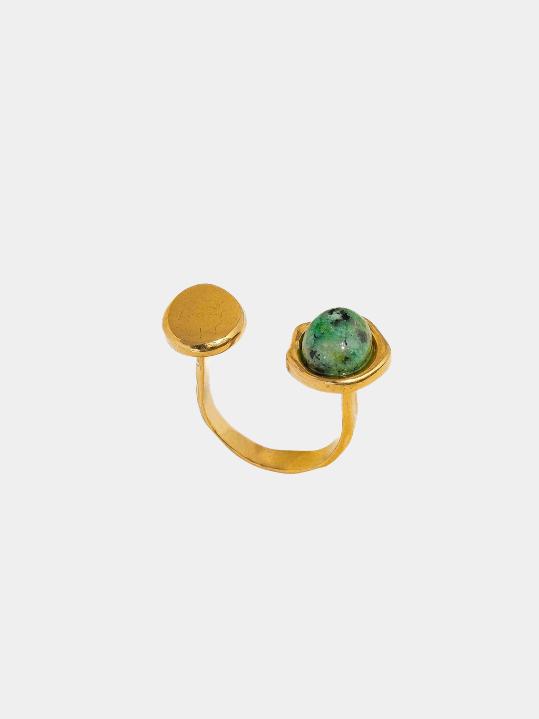 GOLDxTEAL adjustable stone ring.