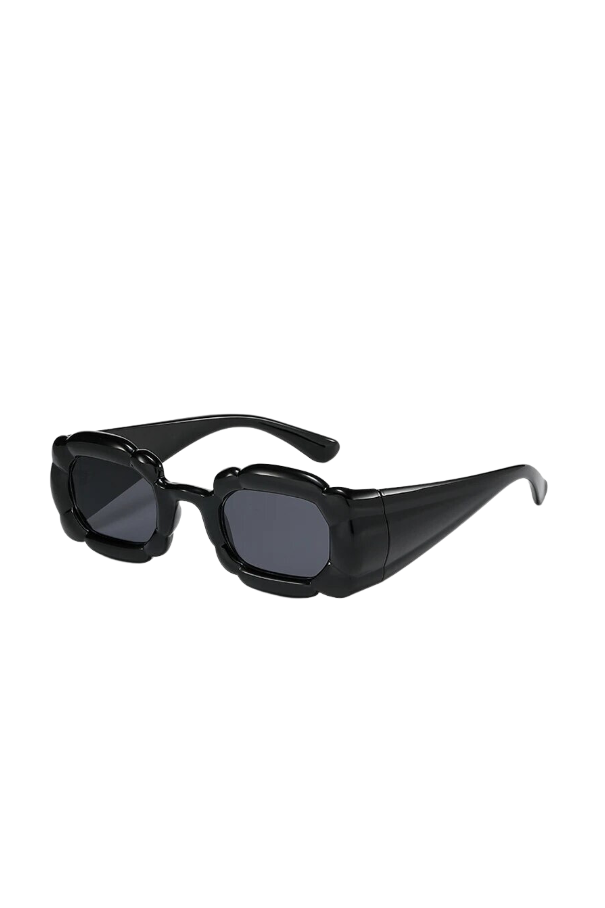 GOLDxTEAL modern puff black sunglasses.
