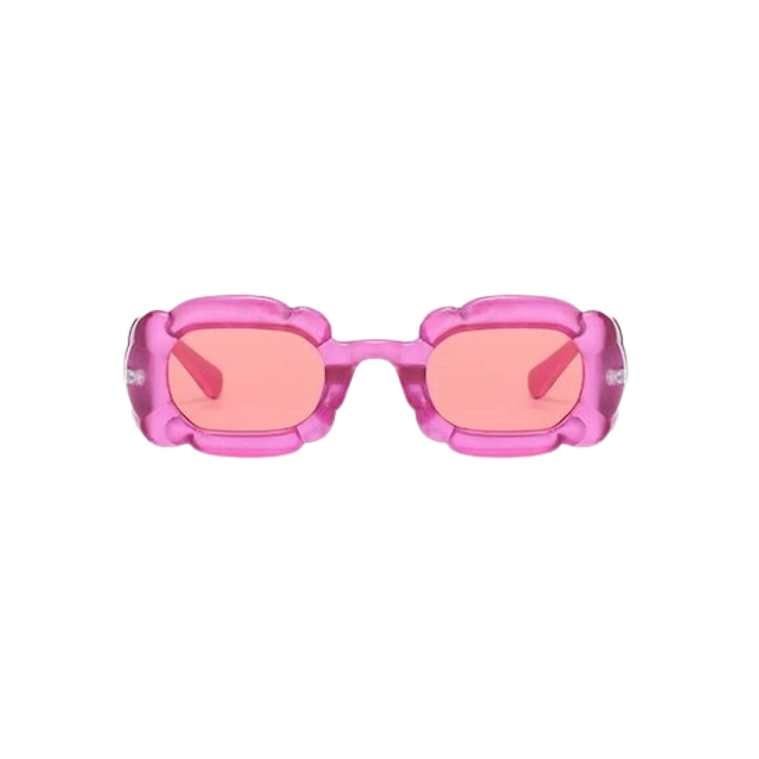 GOLDxTEAL modern puff pink sunglasses.