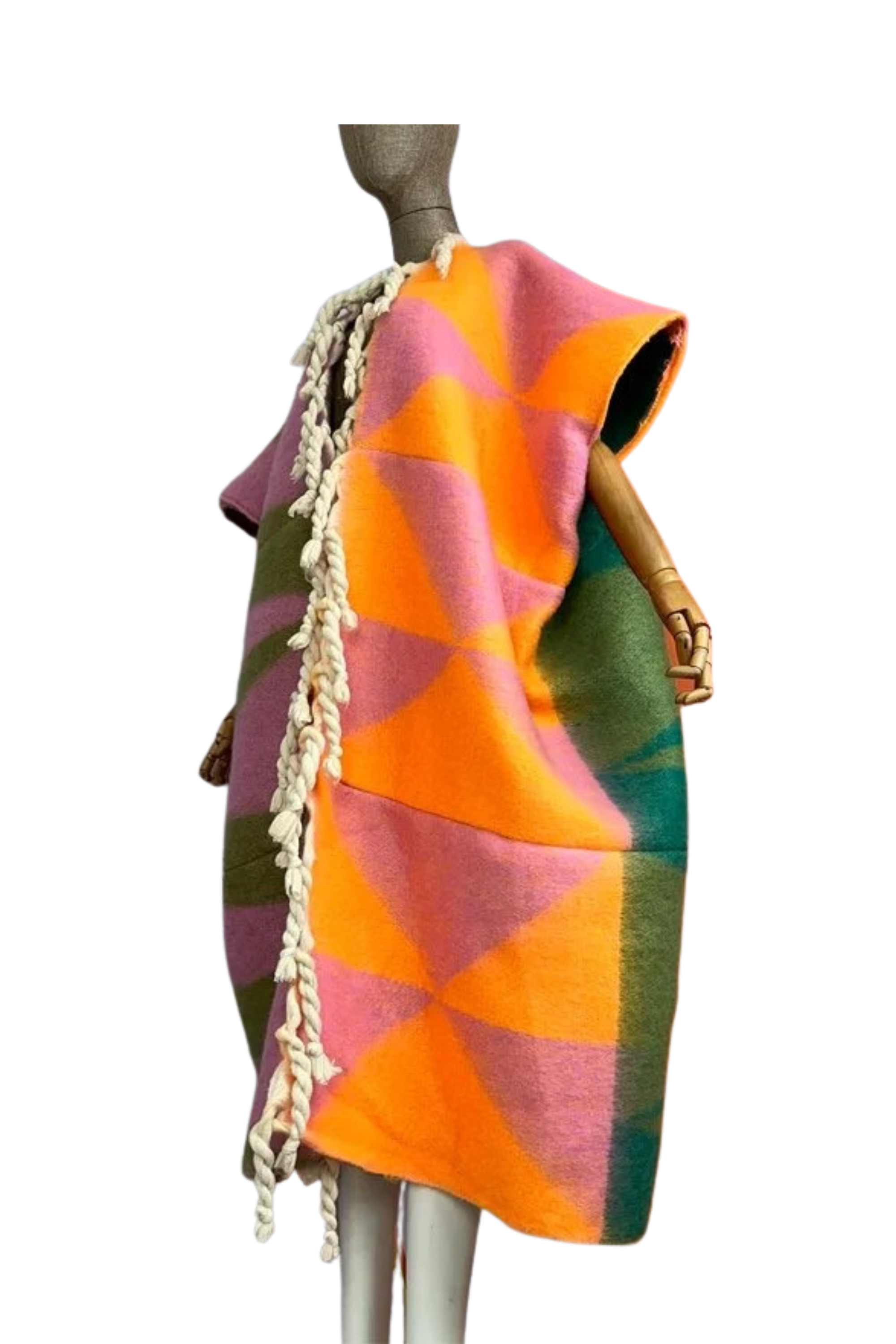 GOLDxTEAL colorful knit poncho.