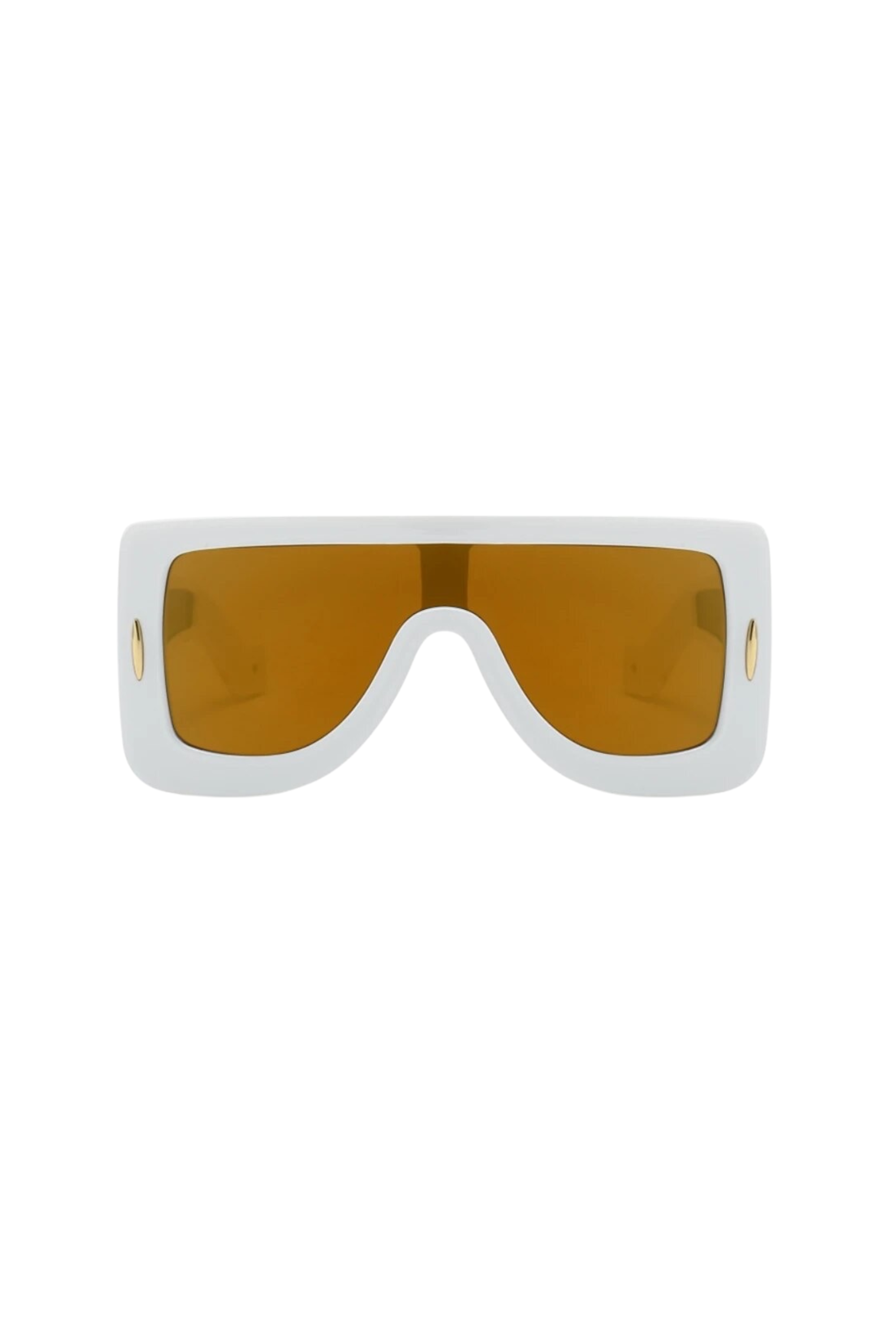 GOLDxTEAL modern white oversized square frame sunglasses.
