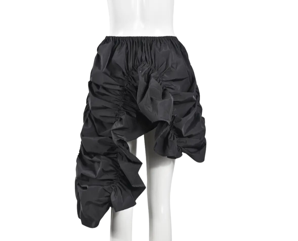 GOLDxTEAL designer ruched mini skirt. Stylish asymmetrical mini skirt.